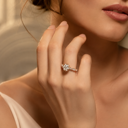 Two-Tone Round Brilliant Moissanite Vintage Engagement Ring