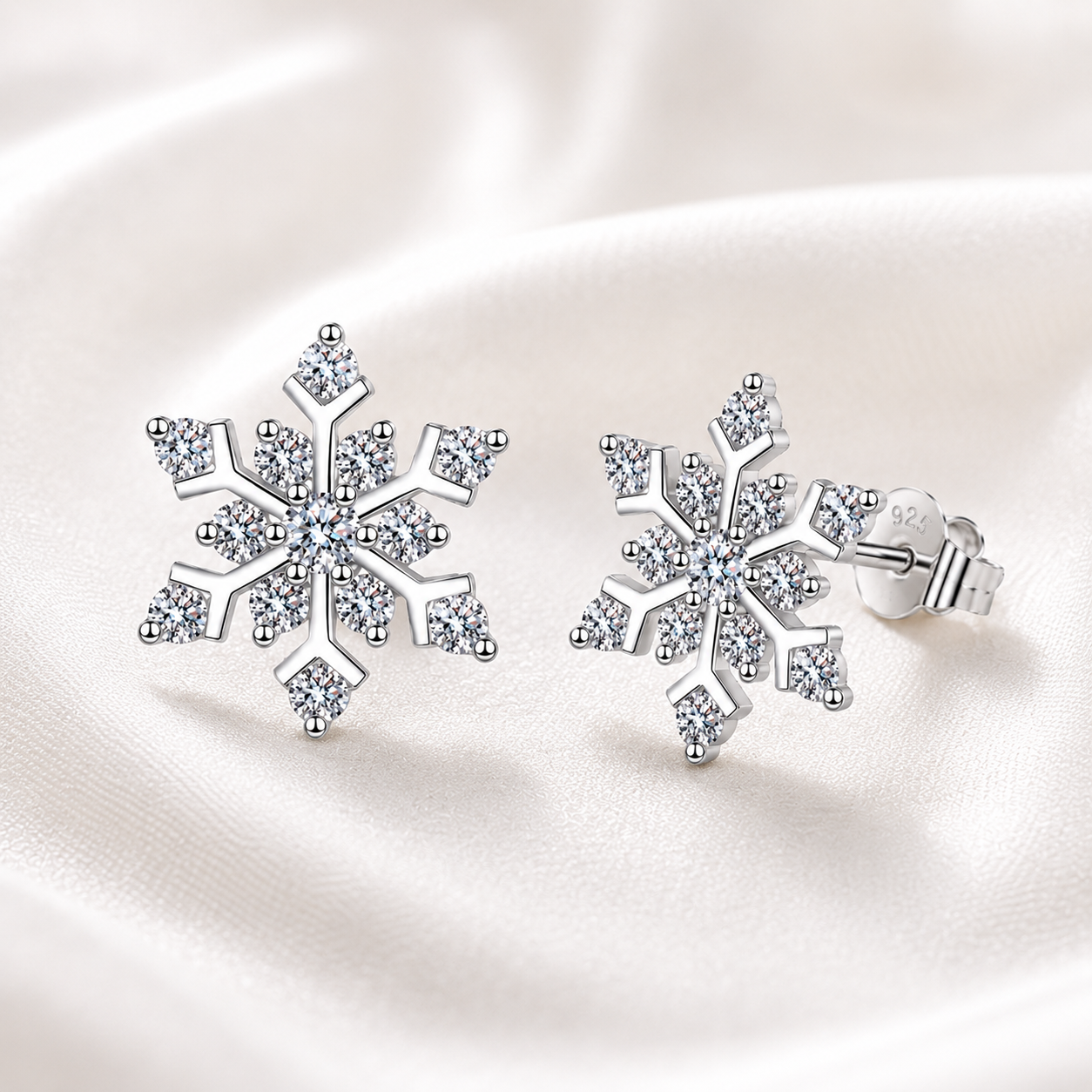 Snowflake Moissanite Stud Earrings