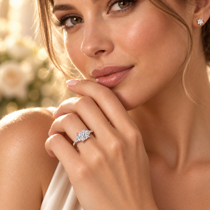 3ct Radiant & Trillion Cut Moissanite Trilogy Engagement Ring