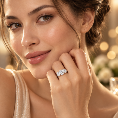 4ct Oval Cut Moissanite Trilogy Engagement Ring