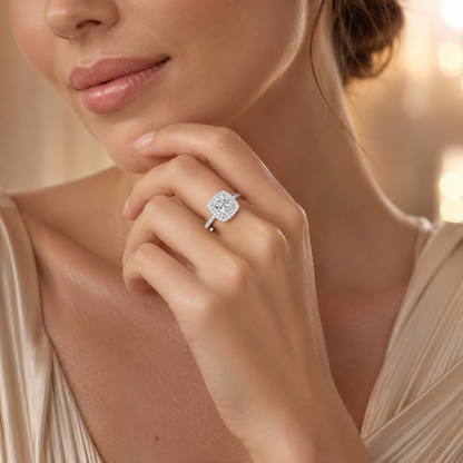 Princess Double Halo Moissanite Engagement Ring