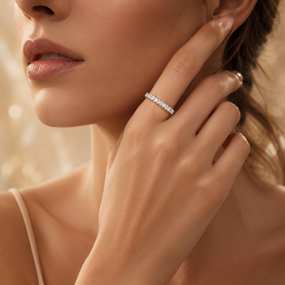 1ct Oval Cut Moissanite Half-Eternity Wedding Band
