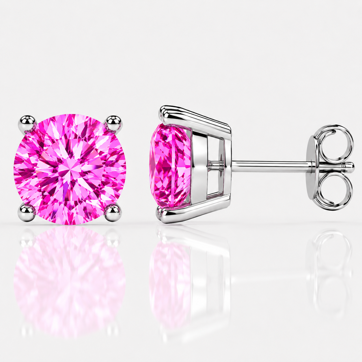 Four Prong Moissanite Solitaire Stud Earrings