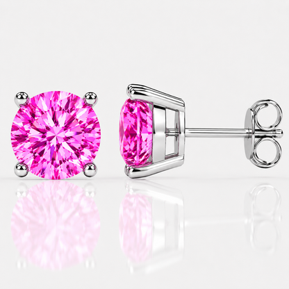 Four Prong Moissanite Solitaire Stud Earrings