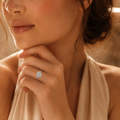 Heart Halo Moissanite Engagement Ring