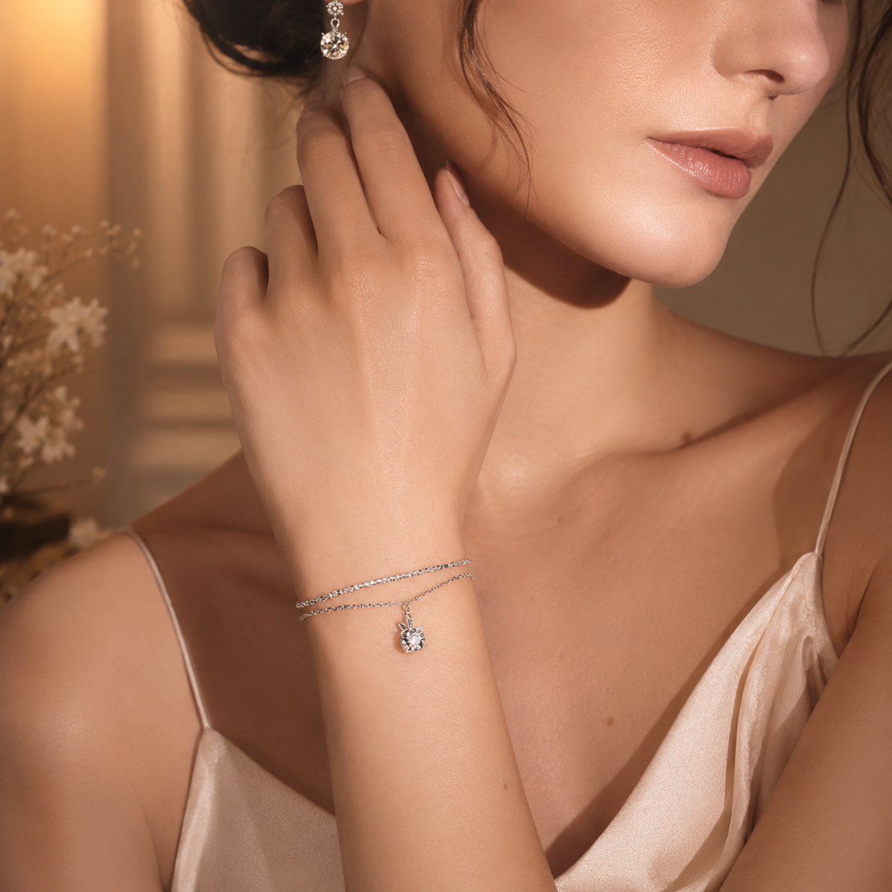Bunny Ear Solitaire Moissanite Bracelet
