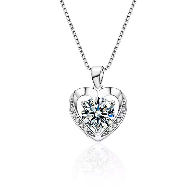 Shimmering Moissanite Heart Pendant Necklace