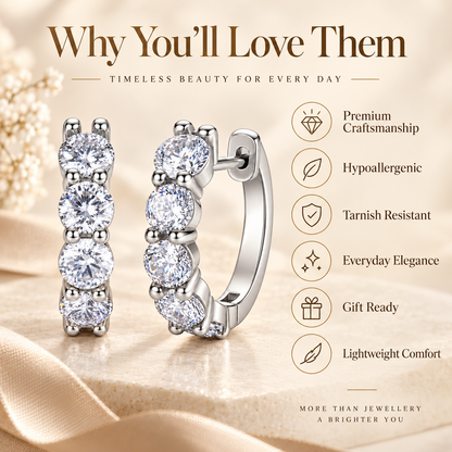 Five Stone Moissanite Hoop Earrings – 2.0ct
