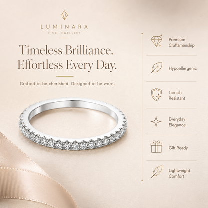 Round Brilliant Cut Moissanite Pavé Wedding Band