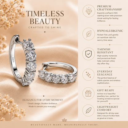 Graduated Moissanite Hoop Earrings – 3ct