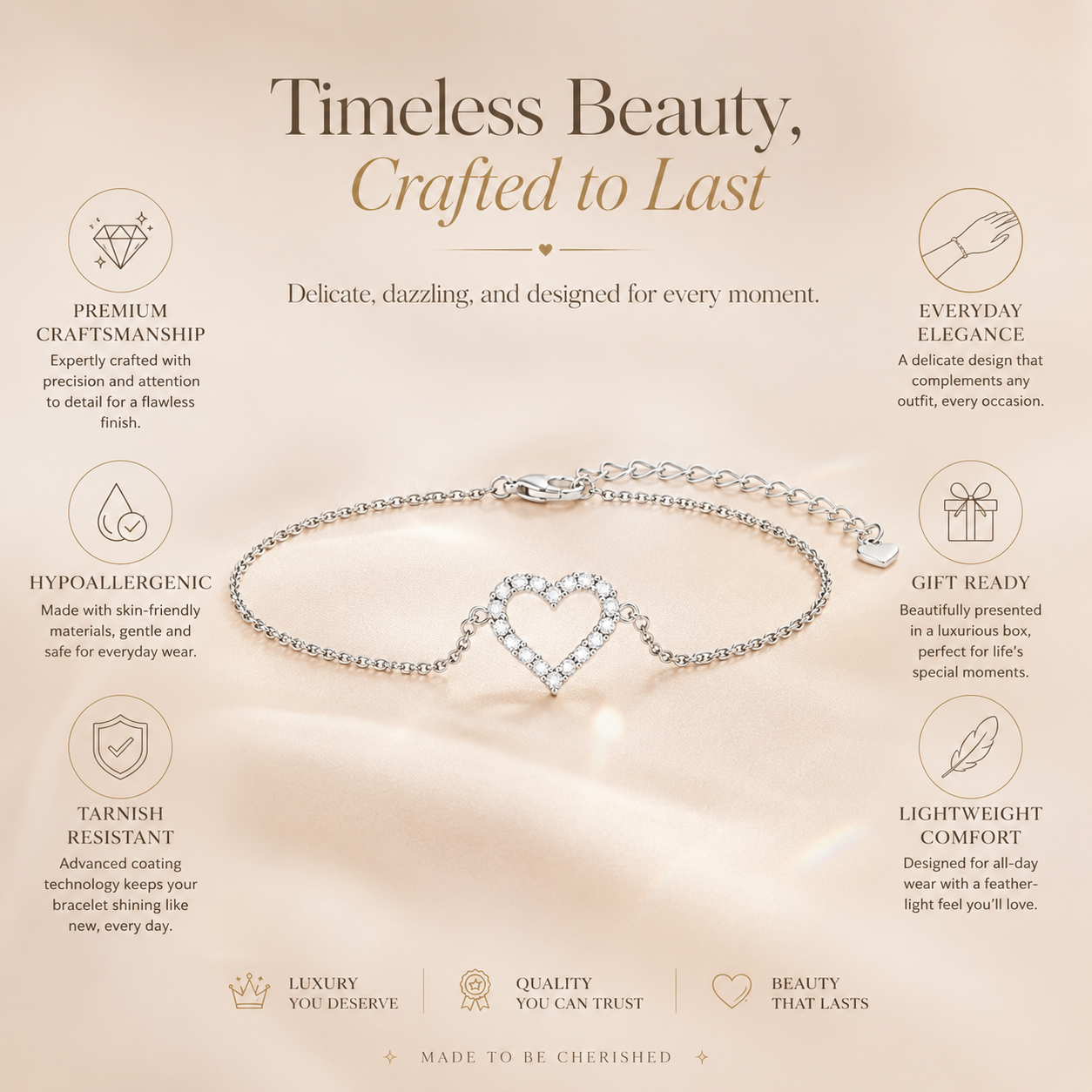 Open Heart Moissanite Bracelet