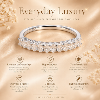 1ct Oval Cut Moissanite Half-Eternity Wedding Band