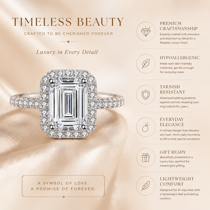 Emerald Halo Moissanite Engagement Ring