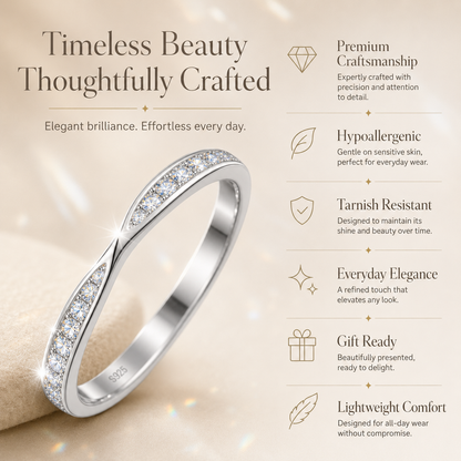 Round Brilliant Moissanite Curved Half Eternity Wedding Band