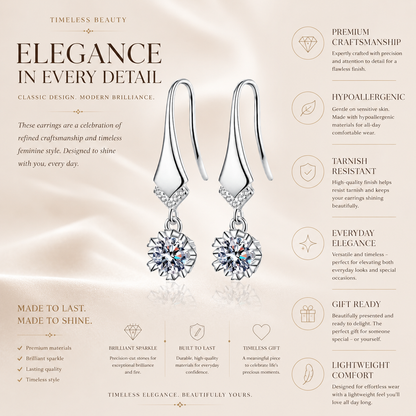 Elegant Round Moissanite Drop Earrings