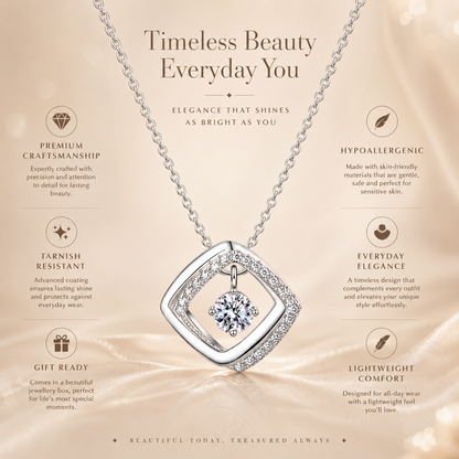 Floating Diamond Shape Moissanite Pendant Necklace