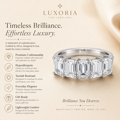2.5ct Emerald Cut Moissanite Half-Eternity Wedding Band
