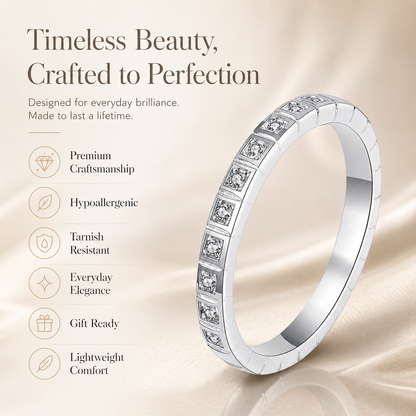 Round Brilliant Cut Moissanite Square Channel Half-Eternity Wedding Band