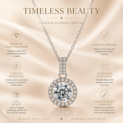 Round Halo Moissanite Pendant Necklace