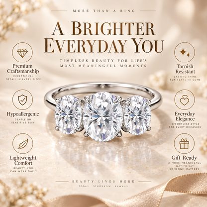 4ct Oval Cut Moissanite Trilogy Engagement Ring