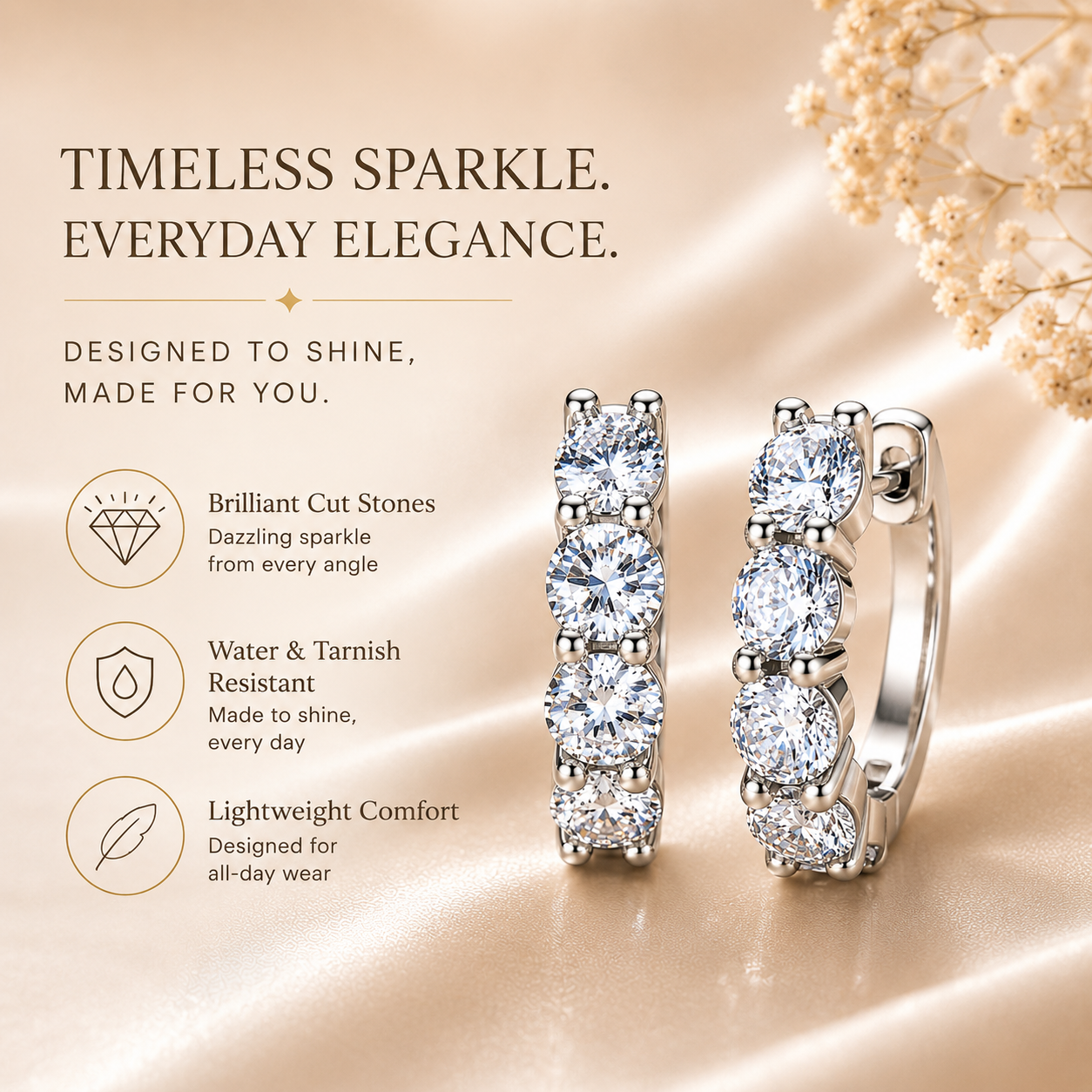 Five Stone Moissanite Hoop Earrings – 2.0ct