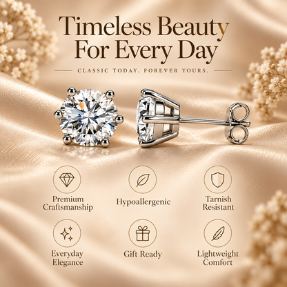 Round Brilliant Moissanite Stud Earrings – Classic Solitaire Earrings