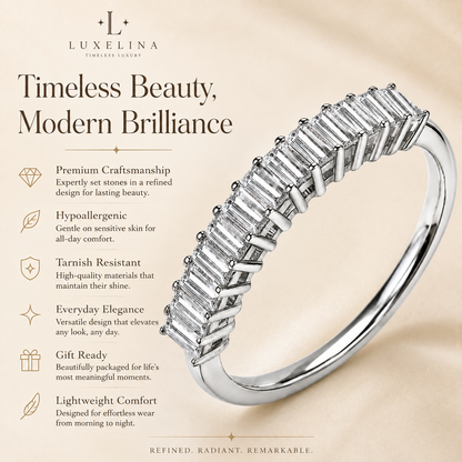 1ct Emerald Cut Moissanite Half-Eternity Wedding Band