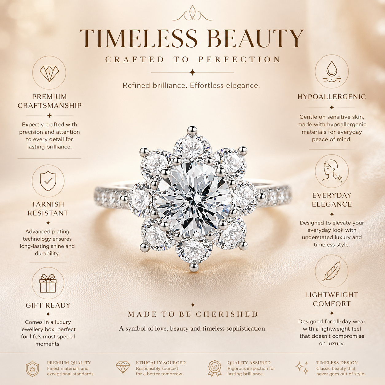 Sunflower Moissanite Engagement Ring