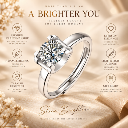 1ct Round Brilliant Moissanite Solitaire Adjustable Engagement Ring