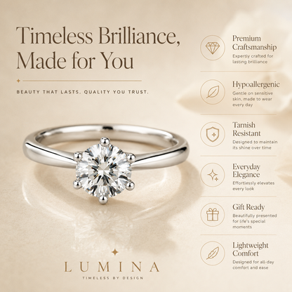 Classic 6 Prong Tiffany Style Solitaire Moissanite Engagement Ring