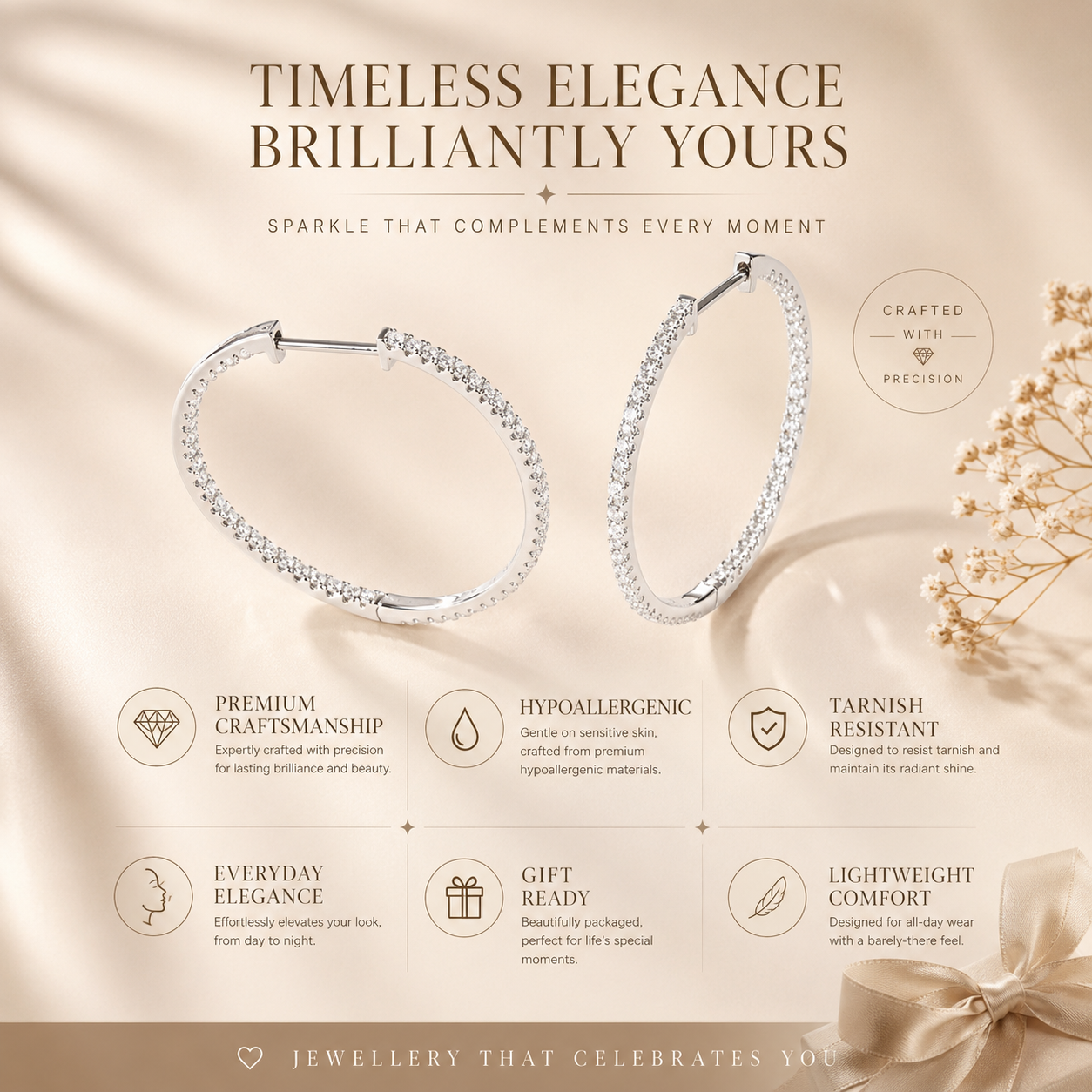Pavé Moissanite Hoop Earrings