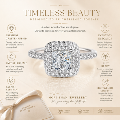 Princess Double Halo Moissanite Engagement Ring
