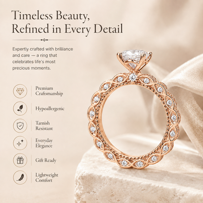 Vintage Round Brilliant Moissanite Rose Gold Engagement Ring