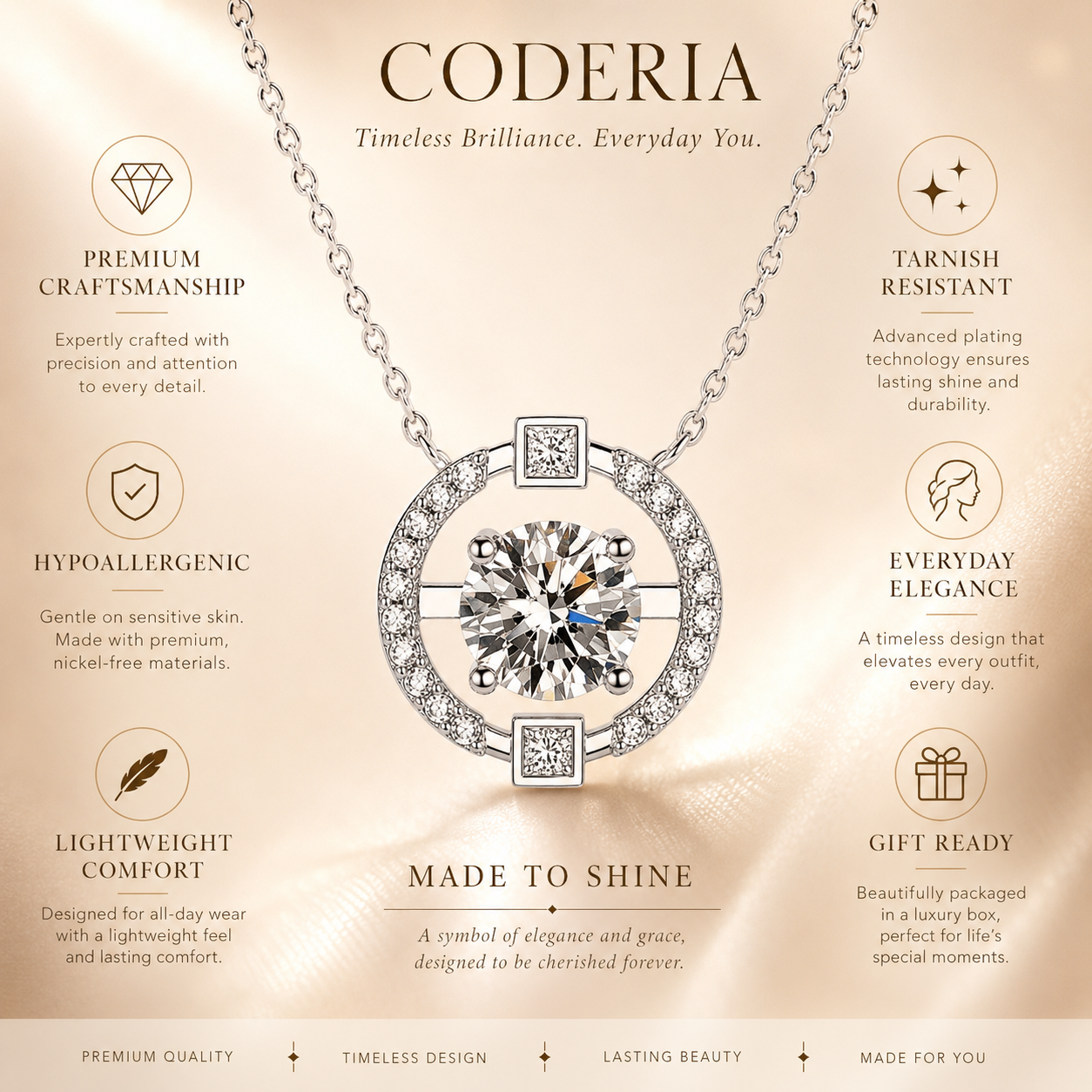 Floating Circle Moissanite Pendant Necklace