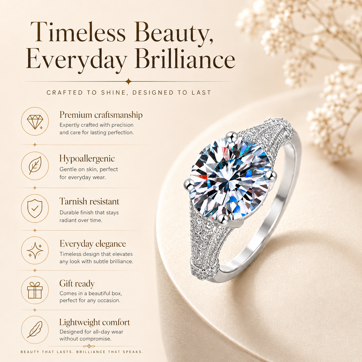 3ct Oval Cut Moissanite Multi-Row Pavé Engagement Ring