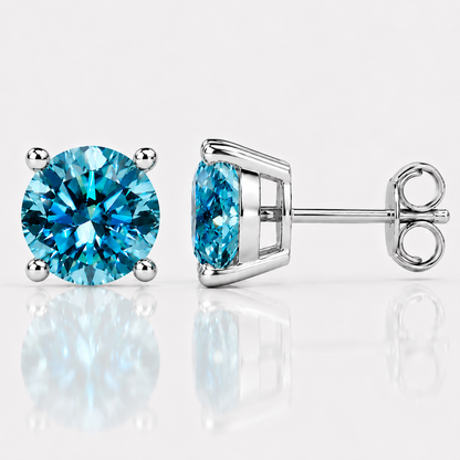 Four Prong Moissanite Solitaire Stud Earrings