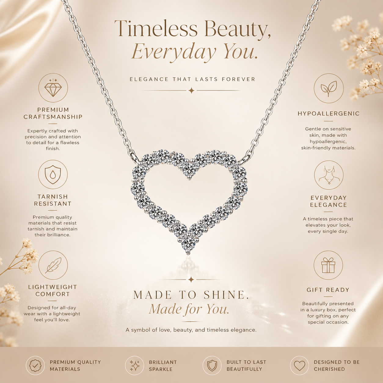 Open Heart Moissanite Necklace