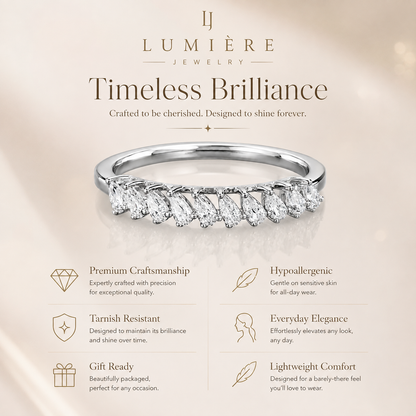 1ct Pear Cut Moissanite Half-Eternity Wedding Band