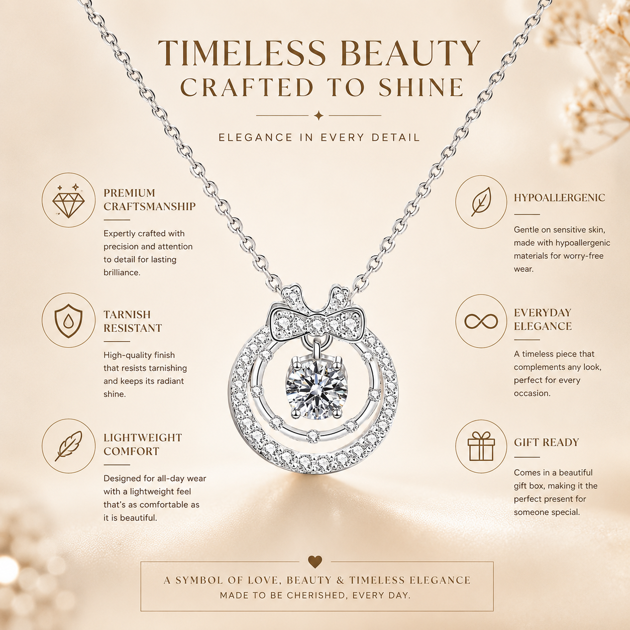 Floating Halo Moissanite Pendant Necklace