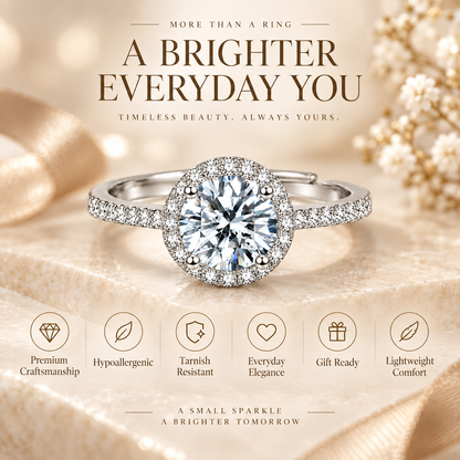 1ct Adjustable Coloured Moissanite Halo Engagement Ring