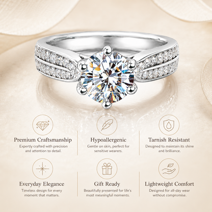 Round Brilliant Moissanite Double-Row Pavé Engagement Ring