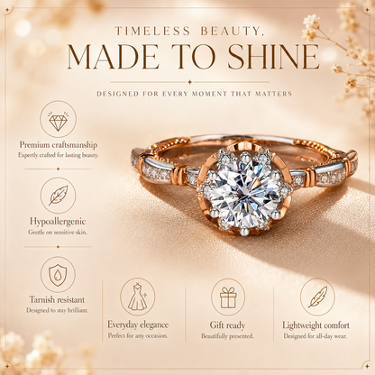 Two-Tone Round Brilliant Moissanite Vintage Engagement Ring