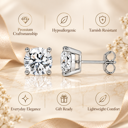 Four Prong Moissanite Solitaire Stud Earrings