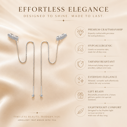 Moissanite Threader Chain Earrings