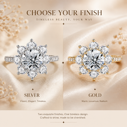 Sunflower Moissanite Engagement Ring