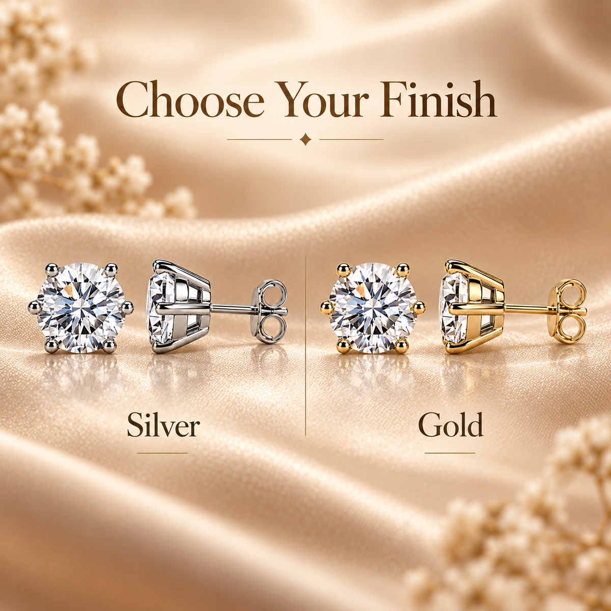 Round Brilliant Moissanite Stud Earrings – Classic Solitaire Earrings