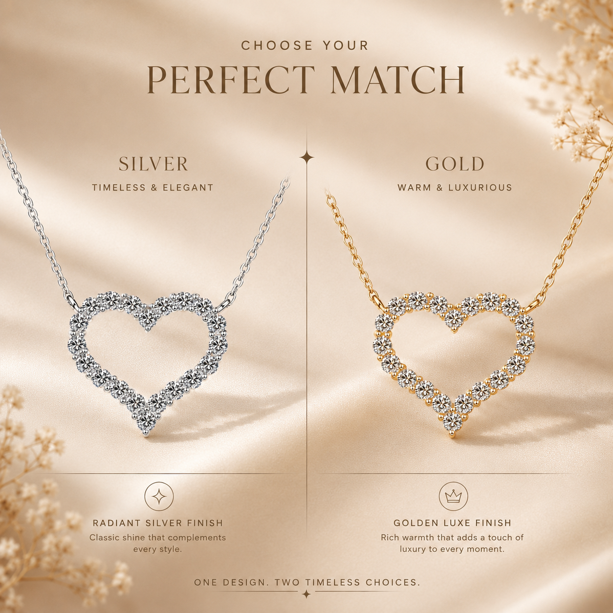 Open Heart Moissanite Necklace