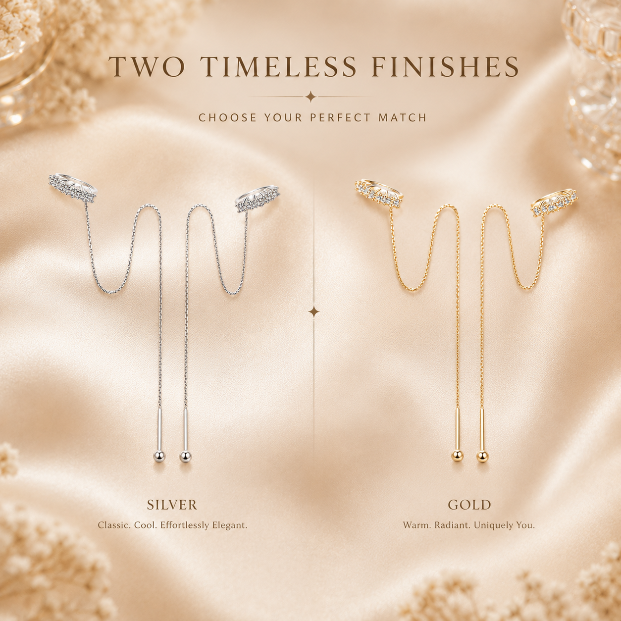 Moissanite Threader Chain Earrings