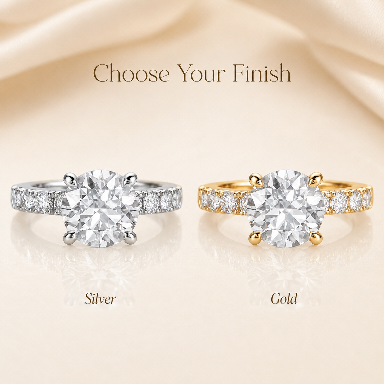 4.3ct Round Brilliant Moissanite Accent Engagement Ring
