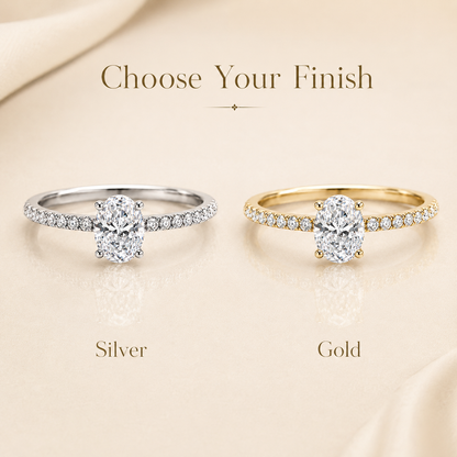 Oval Cut Moissanite Pavé Solitaire Engagement Ring